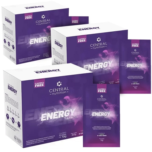 Kit 3unid Energy ATP Sabor Limão e Cha Verde (30 Sachês de 10g) - Central Nutrition