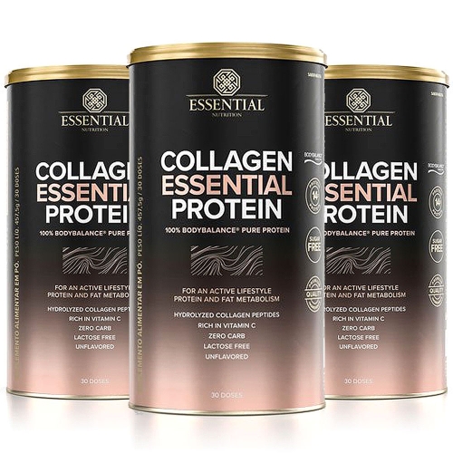 Kit 3unid Collagen Essential Protein Sabor Neutro (417,5g) - Essential