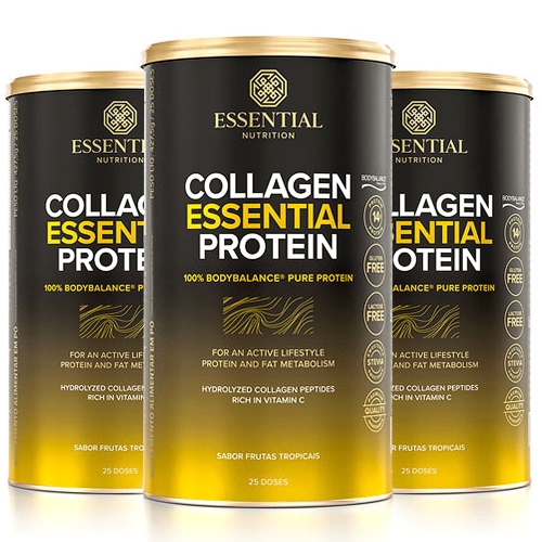 Kit 3unid Collagen Essential Protein Sabor Frutas Tropicais (427,5g) - Essential