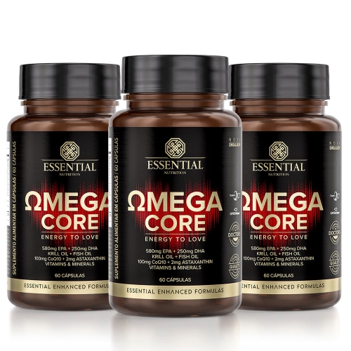 Kit 3unid Omega Core (60 Cápsulas) Essential Nutrition Corpo & Vida