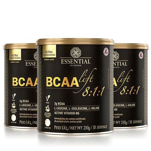 Kit 3unid BCAA Lift 8:1:1 Sabor Limão (210g) - Essential