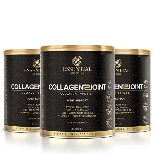 Kit 3unid Collagen 2 Joint Lata Sabor Neutro (300g) - Essential