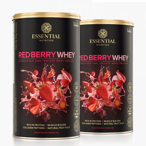 Kit 2unid Red Berry Whey Sabor Frutas Vermelhas (450g) - Essential