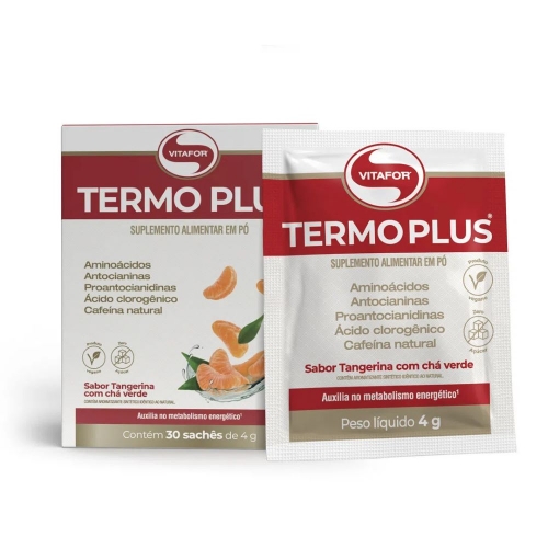 Termo Plus (Cx com 30 sachs de 4g) Sabor Tangerina com Ch Verde - Vitafor