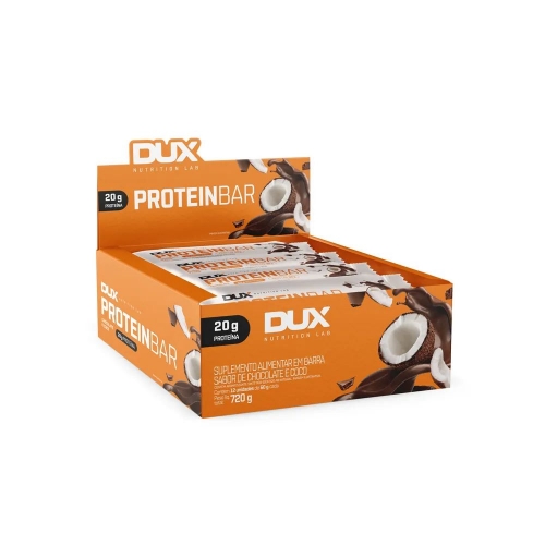 Protein Bar Sabor chocolate e Coco (Caixa c/ 12 unidades de 60g) - Dux Nutrition
