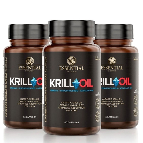 Kit 3unid leo de Krill - Omega 3,6 e 9 (60 Cpsulas) - Essential