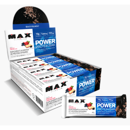 Power Protein Bar Sabor Frutas Vermelhas (Caixa com 12 Unidades de 41g) - Max Titanium