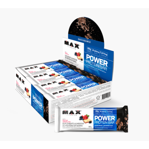 Power Protein Bar Sabor Frutas Vermelhas (Caixa com 8 Unidades de 90g)