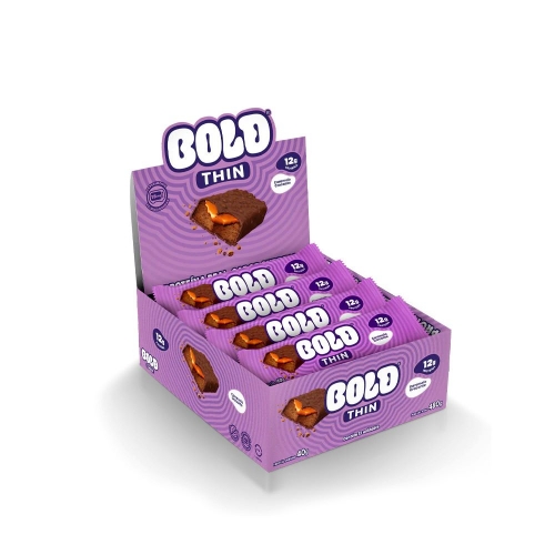 Bold Thin Sabor Caramelo Crocante (Caixa 12 unidades de 40g) - Bold Snacks