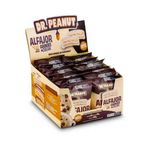 Alfajor Sabor Cookies & Cream (Cx com 12 unidades de 55g) - Dr Peanut