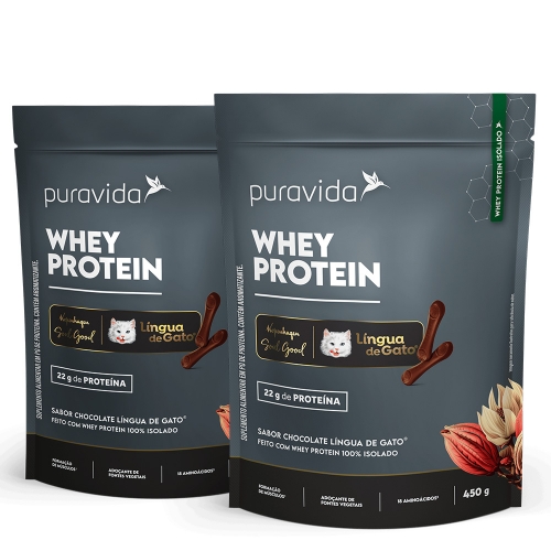 Kit 2un Whey Protein Isolado Sabor L�ngua de Gato� (450g) - Pura vida