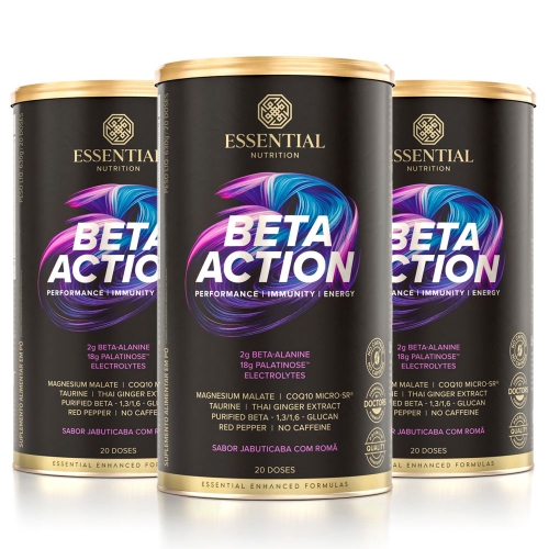 Kit 3uni Beta Action Sabor Jabuticaba Com Romã (630g) - Essential Nutrition