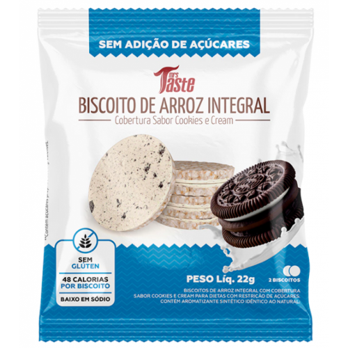 Biscoito de Arroz Sabor Cookies and Cream (1 Unidades de 22g) - Mrs Tate