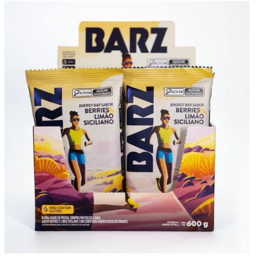 Barz Energy Bar Sabor Berries e Limão Siciliano (Cx c/ 10unid 60g) - Z2 Foods