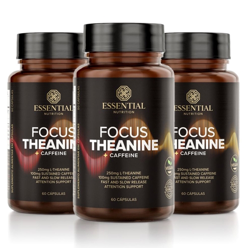 Kit 3unid Focus Theanine + Caffeine (60caps) - Essential Nutrition