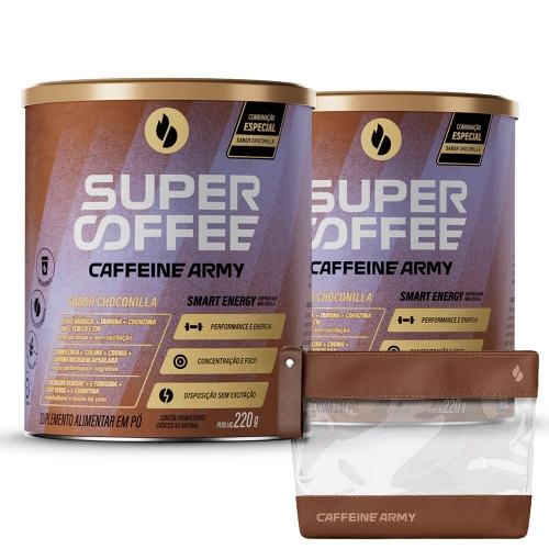 Compre 2un SuperCoffee Sabor Choconilla (220g) - Caffeine Army e Ganhe Necessaire Transp