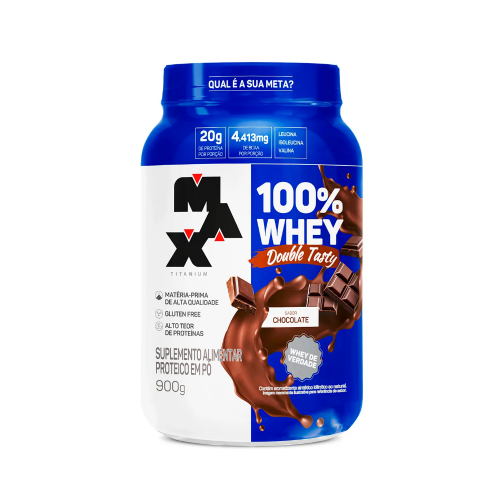100% Whey Double Tasty Sabor Chocolate (900g) - Max Titanium