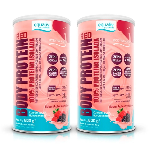 Kit 2uni Body Protein Red Sabor Frutas Vermelhas (600g) - Equaliv