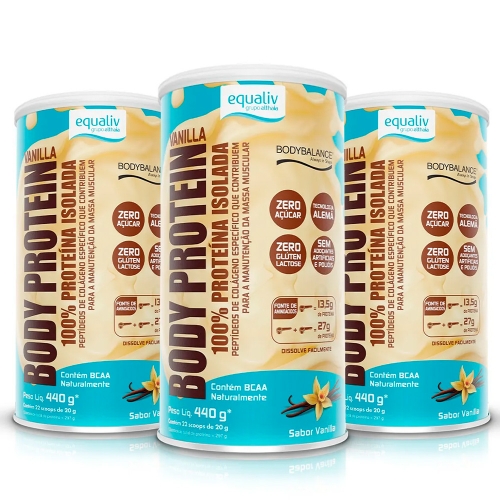 Kit 3uni Body Protein Sabor Vanilla (440g) - Equaliv