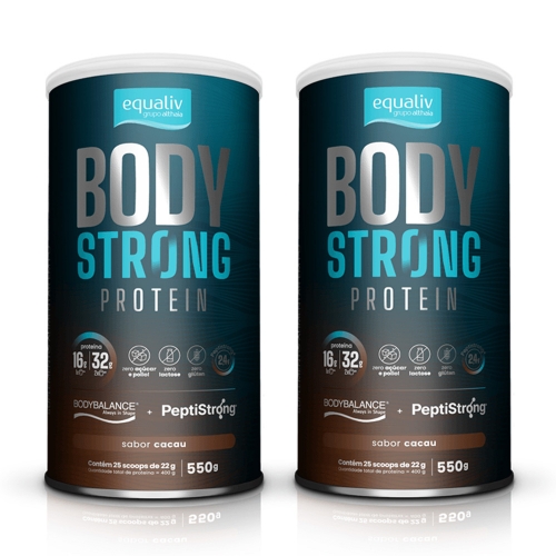 Kit 2uni Body Strong Protein Sabor Cacau (550g) - Equaliv