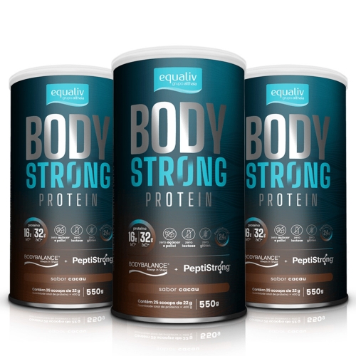 Kit 3uni Body Strong Protein Sabor Cacau (550g) - Equaliv