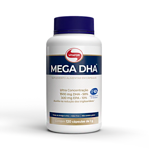 Mega DHA - Óleo de Peixe em Cápsula - Vitafor - 120 Cápsulas
