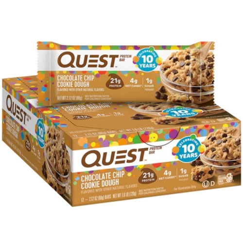 Quest Bar - Protein Bar Sabor Chocolate Chip Cookie Dough (Cx c/ 12 Unidades de 60g cada) - Quest Nutrtion