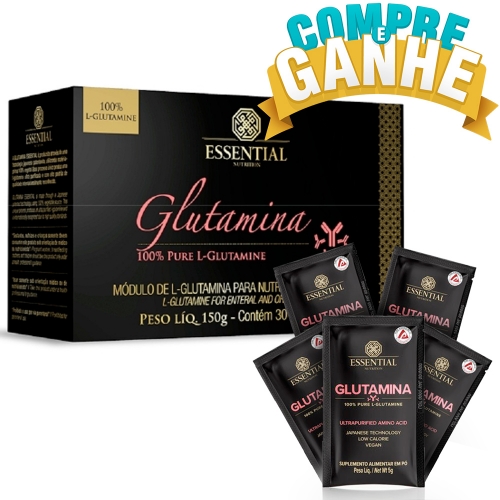 Compre Glutamina (30 Sachês de 5g cada) - Essential e Ganhe + 5 sachês (5g)