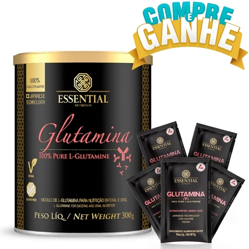 Compre Glutamina - Essential - 300g e Ganhe + 5 sachês (5g)